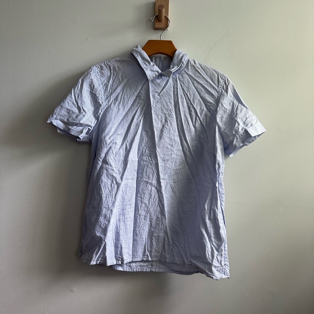 J. Crew Blue and White Striped Shirt